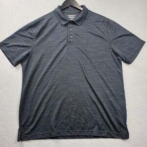 Saddlebred Comfort Performance Mens‎ Large Charcoal Gray Space Dye Polo Shirt L